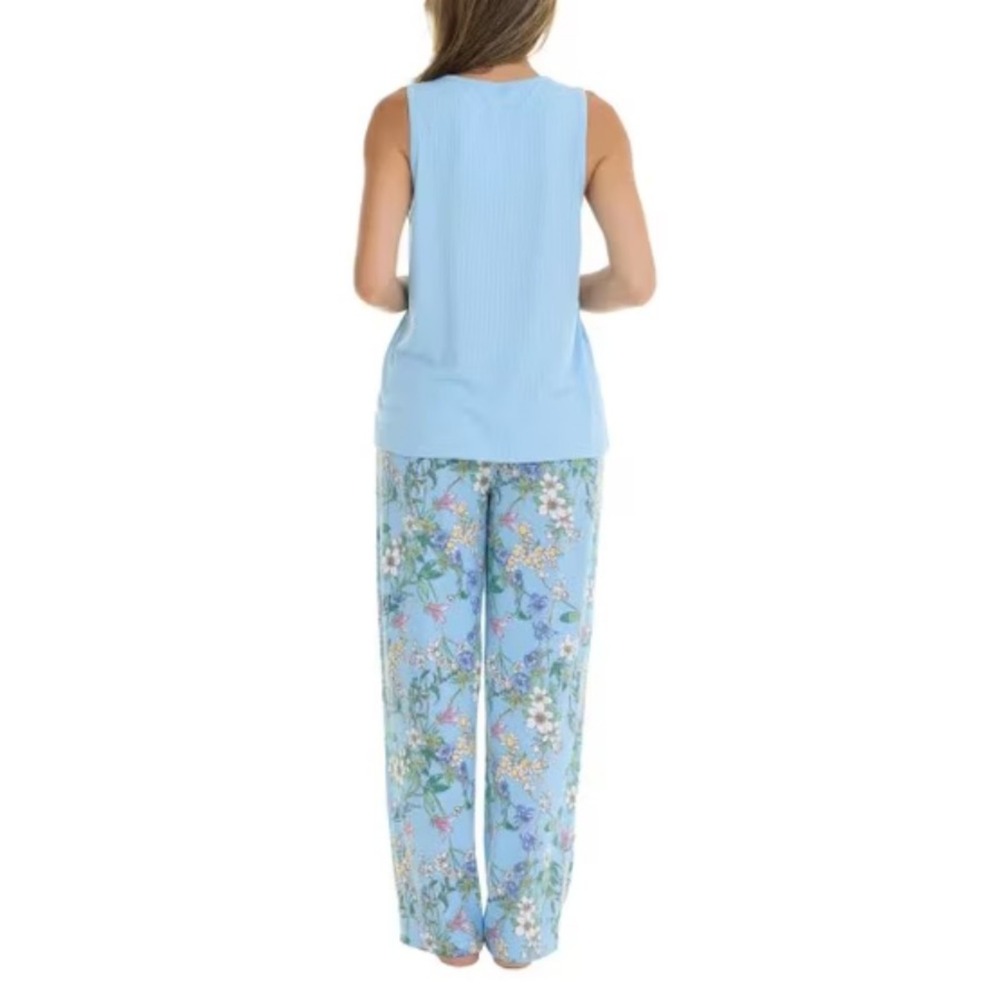 New Flora Nikrooz Women's 3-piece Pajama Robe Set Blue Floral Medium (8-10) - Picture 6 of 12